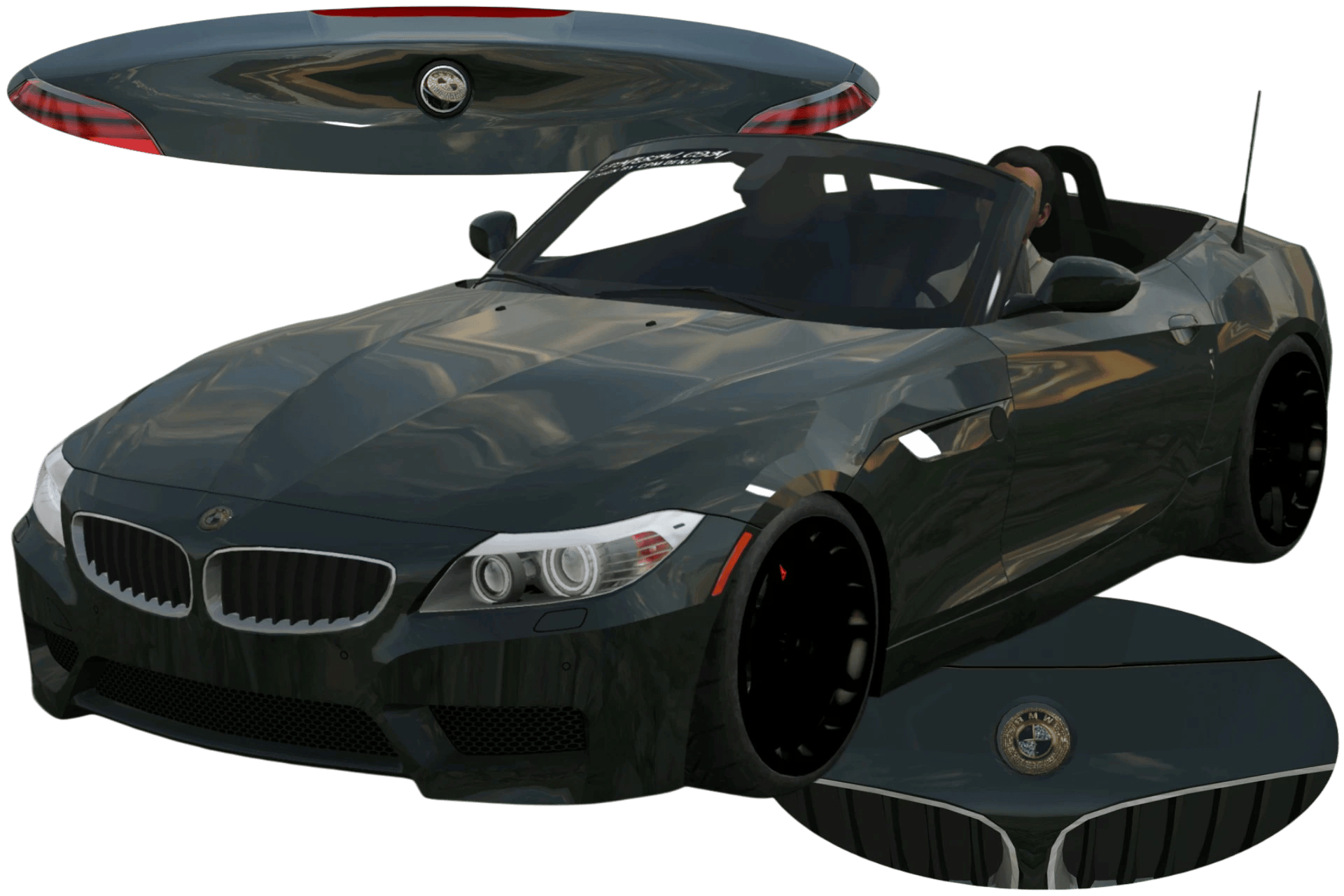 [733]BMW Z4 Front and Rear Badges 4KHigh-Resolution Reflective Emblem Low-Stance Street Style 