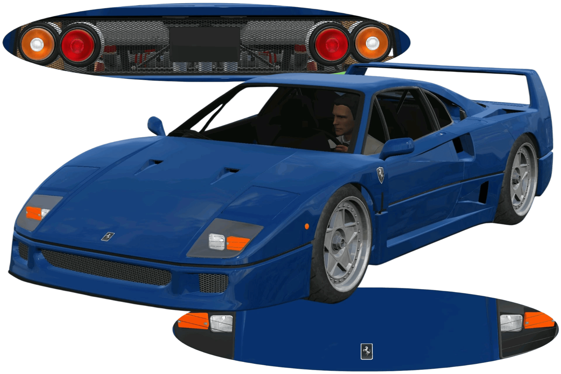 [736]Ferrari F40 Front and Rear Badges 4KHigh-Resolution Reflective Emblem Street Style 