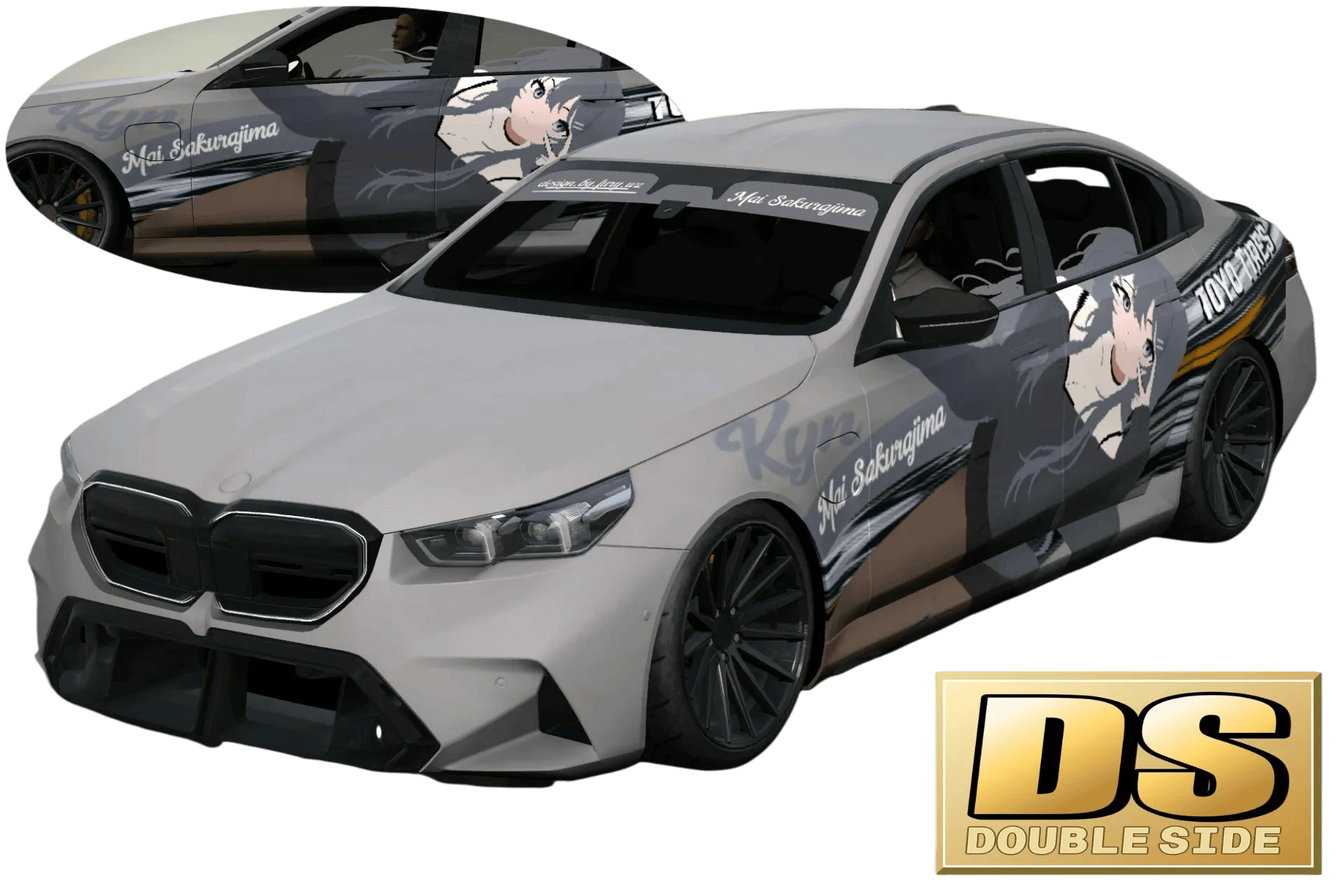 [742]BMW M5 G90 Rascal Does Not Dream Mai Sakurajima Daul-Side Itasha Low-Stance Street Style 