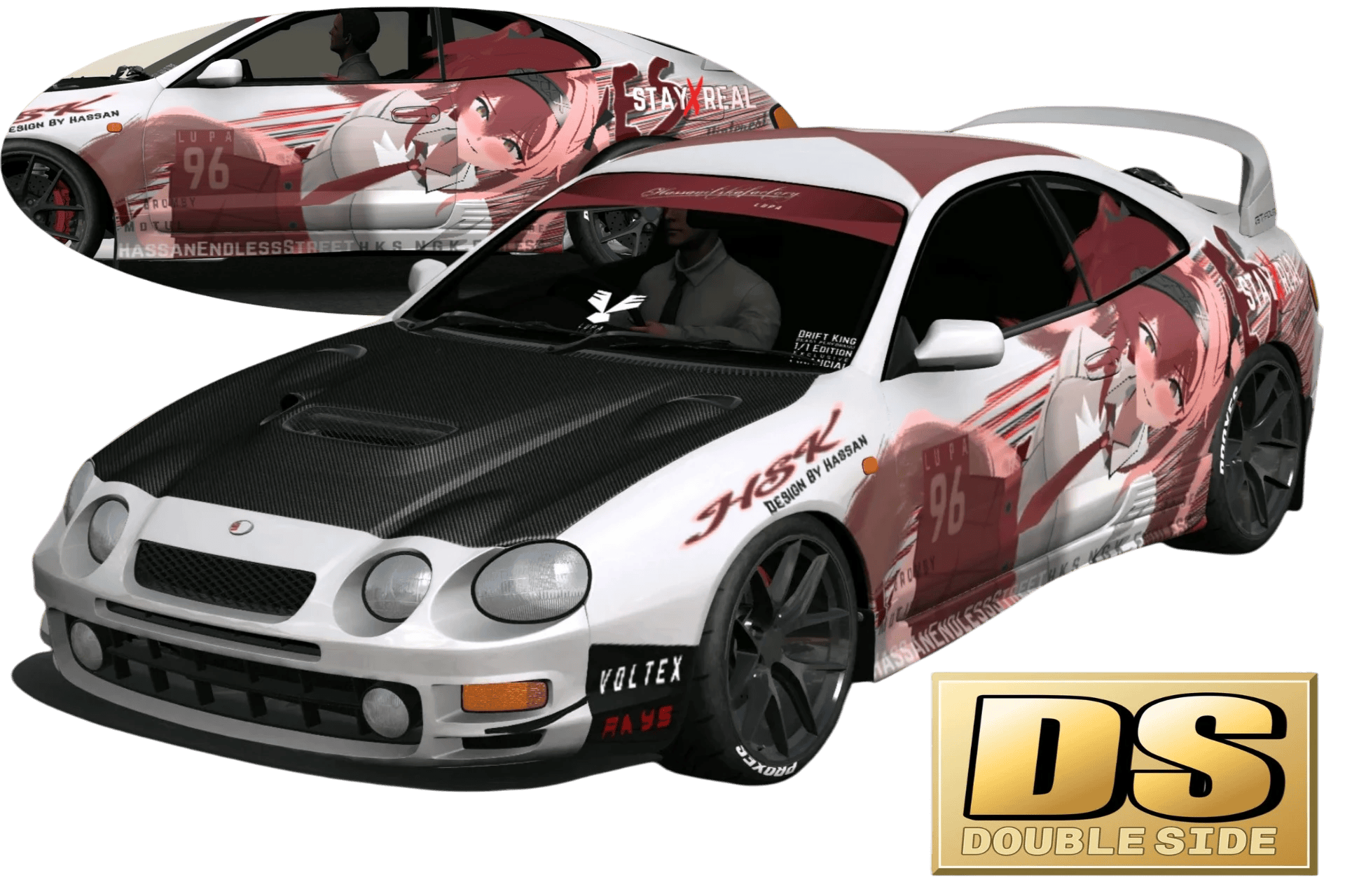 [743]Toyota Celica GT-Four Wuthering Waves Lupa Daul-Side Itasha Low-Stance Japanese Style JDM