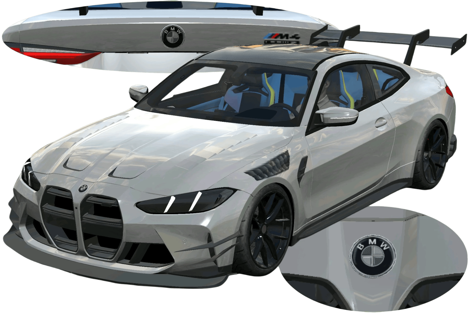 [748]BMW M4 G82 modified LCIHeadlight Kit Editor Front and Rear Badges Kit-style paint job Street Style 