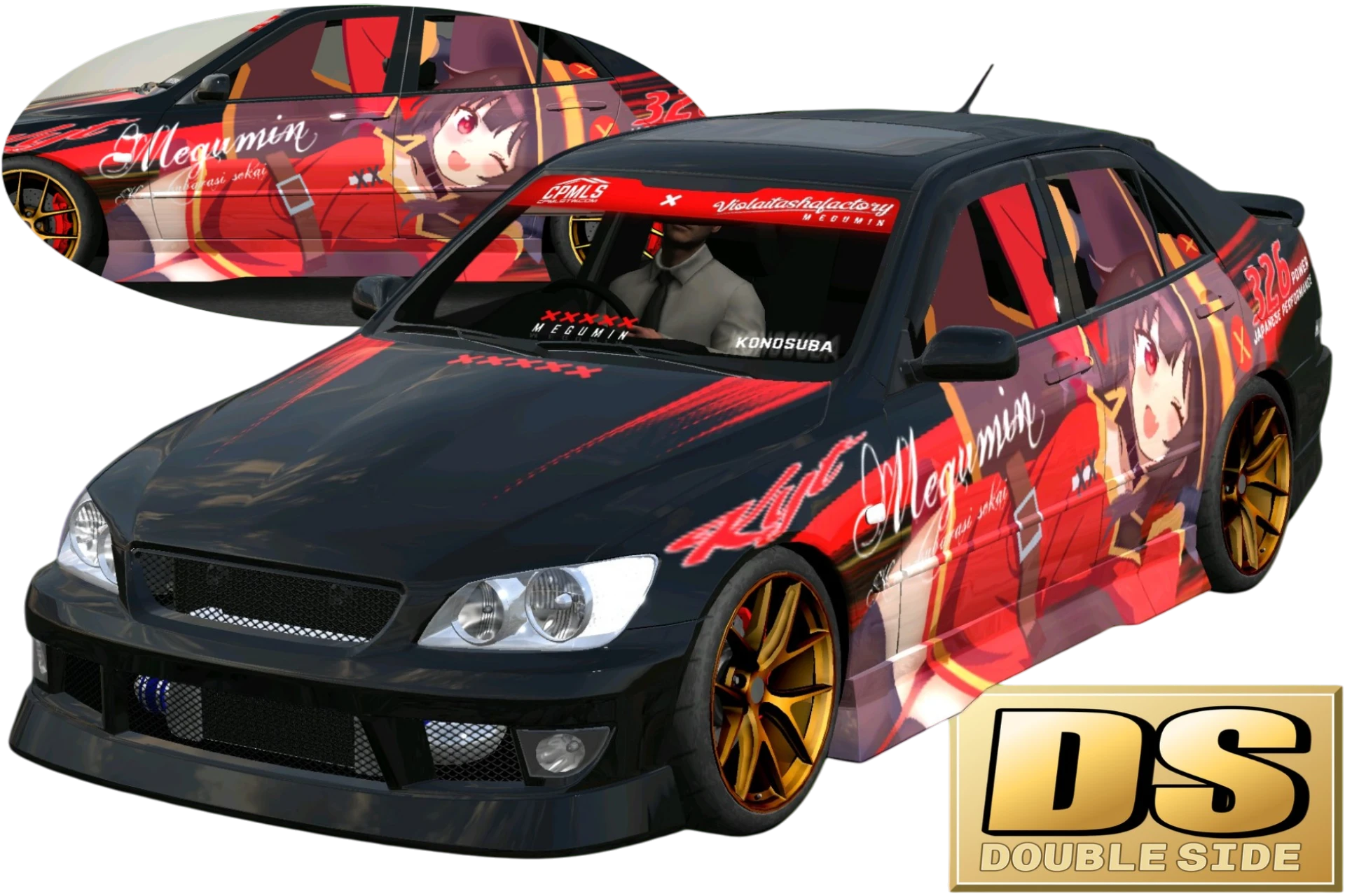 [749]Lexus IS 200 KONOSUBA - God's blessing on this wonderful world! ! Megumin Daul-Side Itasha Street Style 