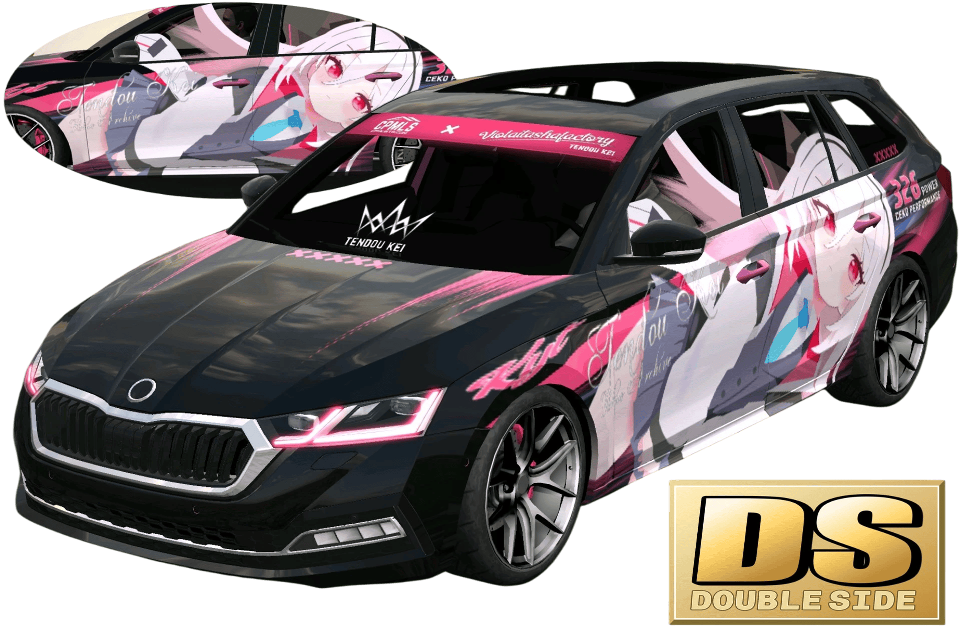[752]Škoda Octavia Blue Archive Kei Daul-Side Itasha Street Style Custom Livery gradient livery 
