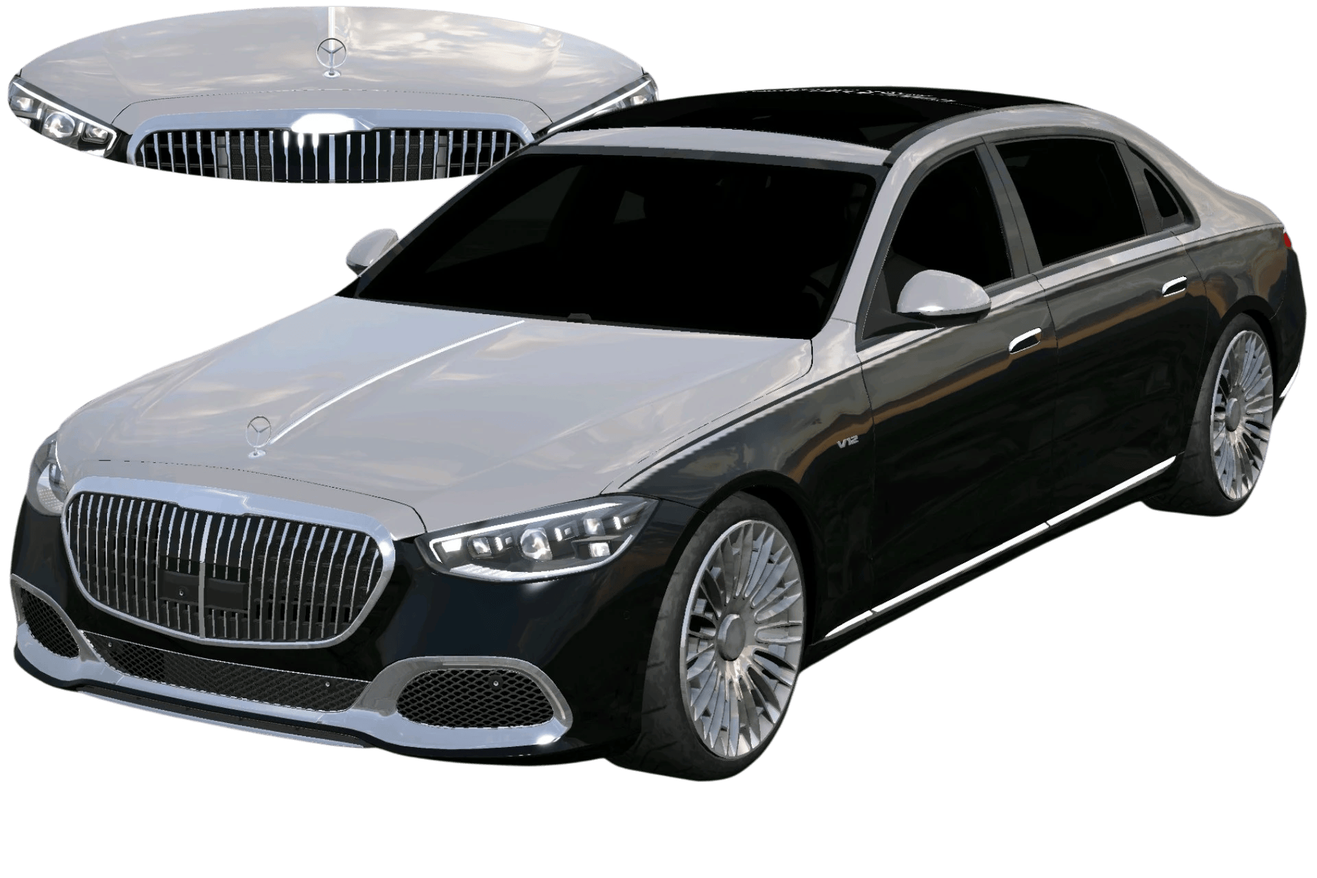 [753]Mercedes Benz Maybach S680High-Reflective Thin Decal Front Badge VIPstyle 
