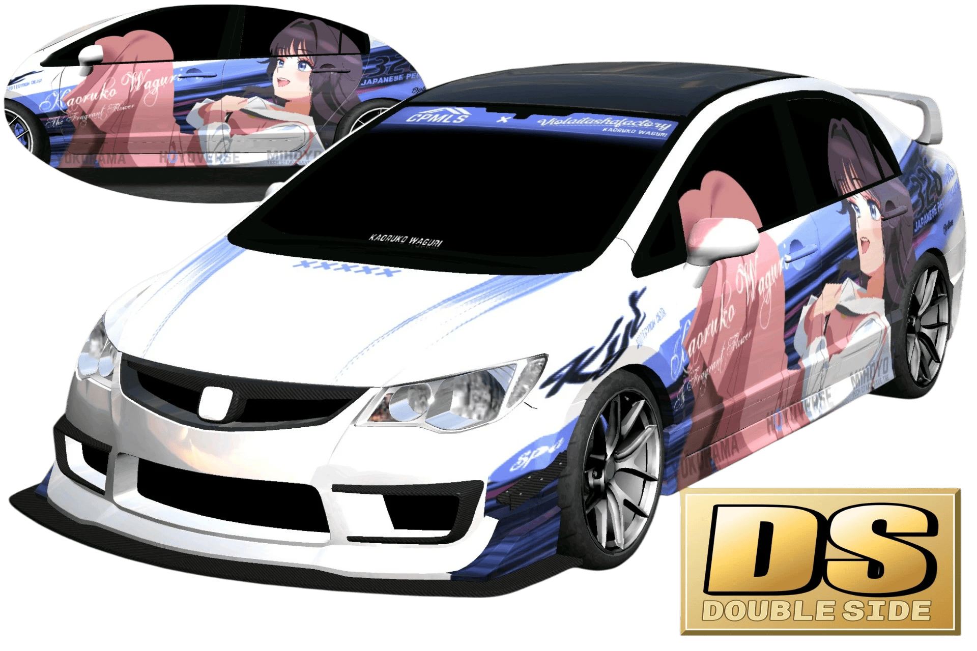 [757]Honda Civic FD2 Kaoru Hana wa Rinto Saku Awe-inspiring bloom Kaoruko Waguri Daul-Side Itasha Gradient livery 