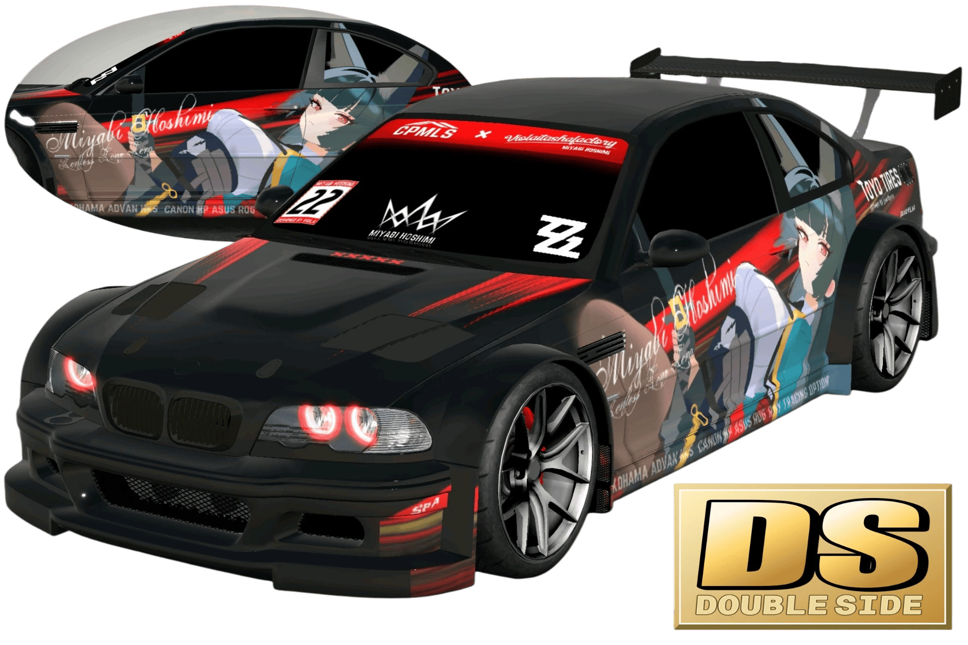 [759]BMW M3 E46 GTR Zenless Zone Zero Miyabi Hoshimi Daul-Side Itasha Low-Stance Street Style gradient livery 