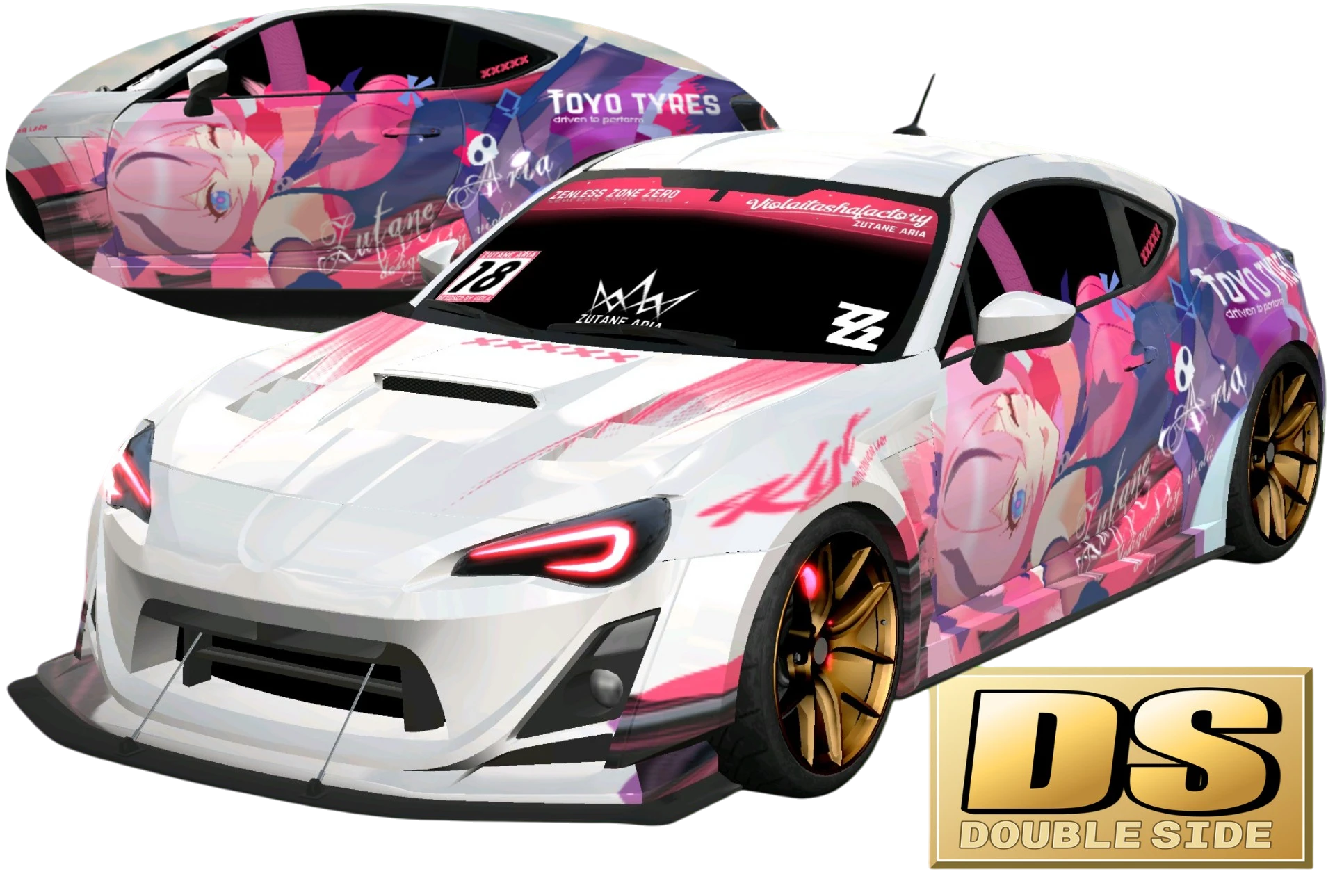 [760]Subaru BRZ/Toyota GT86 Zenless Zone Zero Aria Daul-Side Itasha Street Style gradient livery 