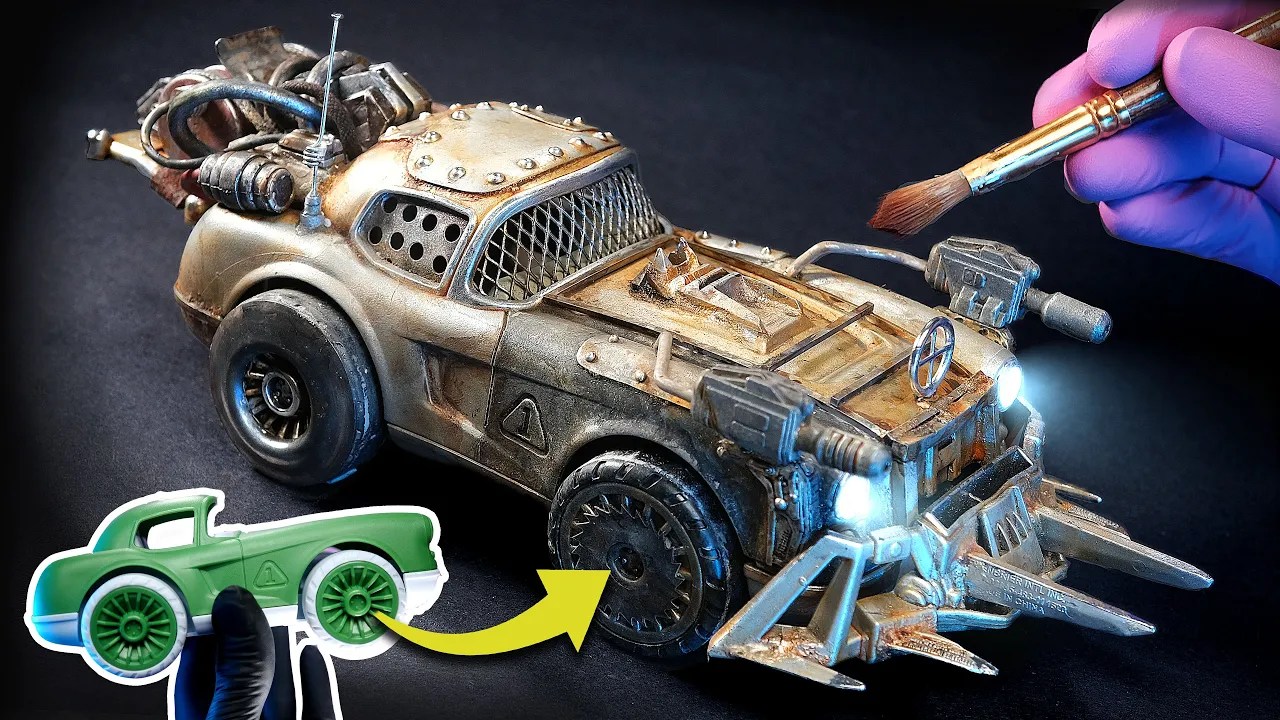 Making a MADMAX car from DOLLAR TREE TOYS! (How to kitbash a POST