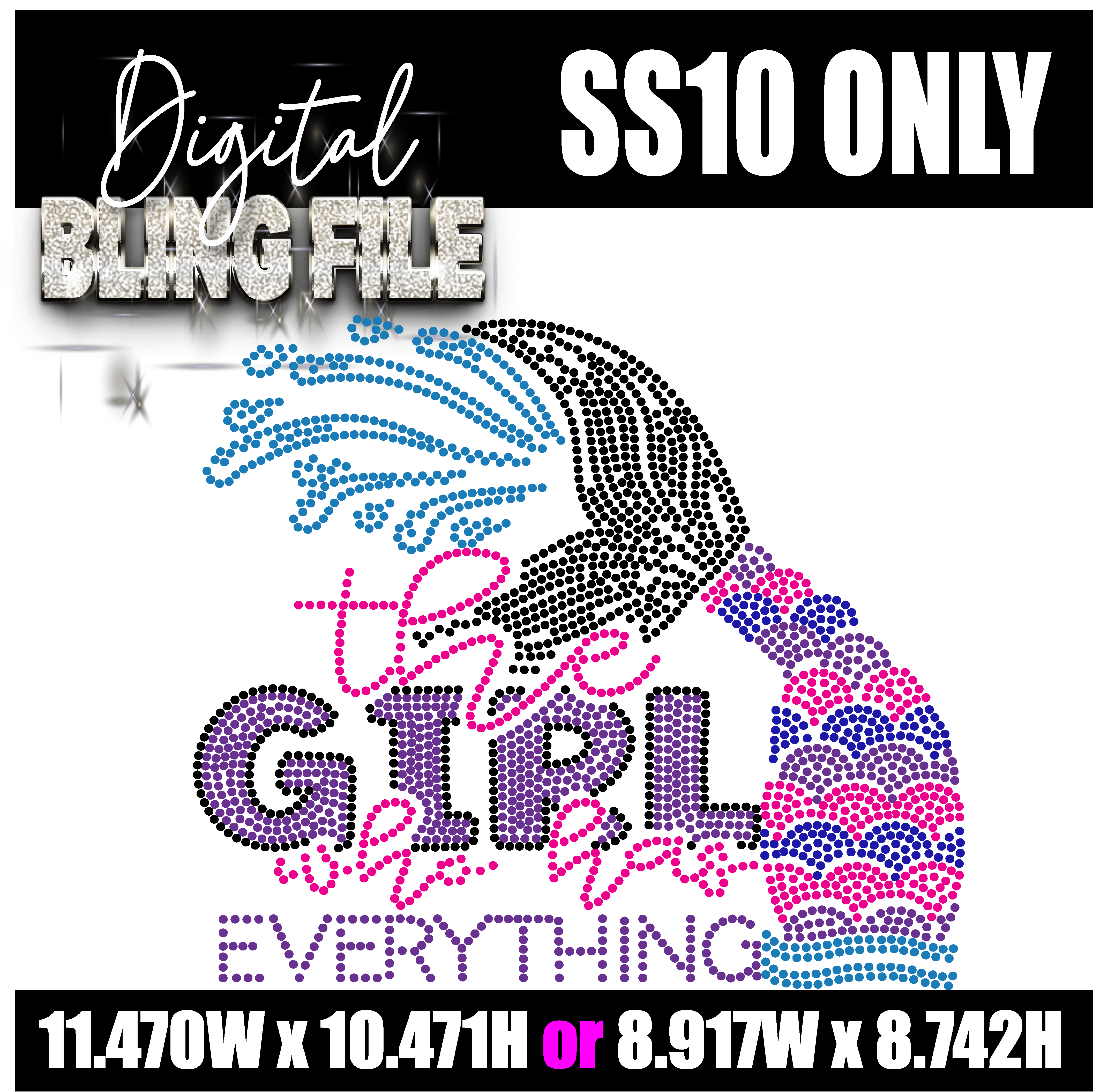 Little Mermaid - SS10 -  Digital Rhinestone Template | 2 SIZES