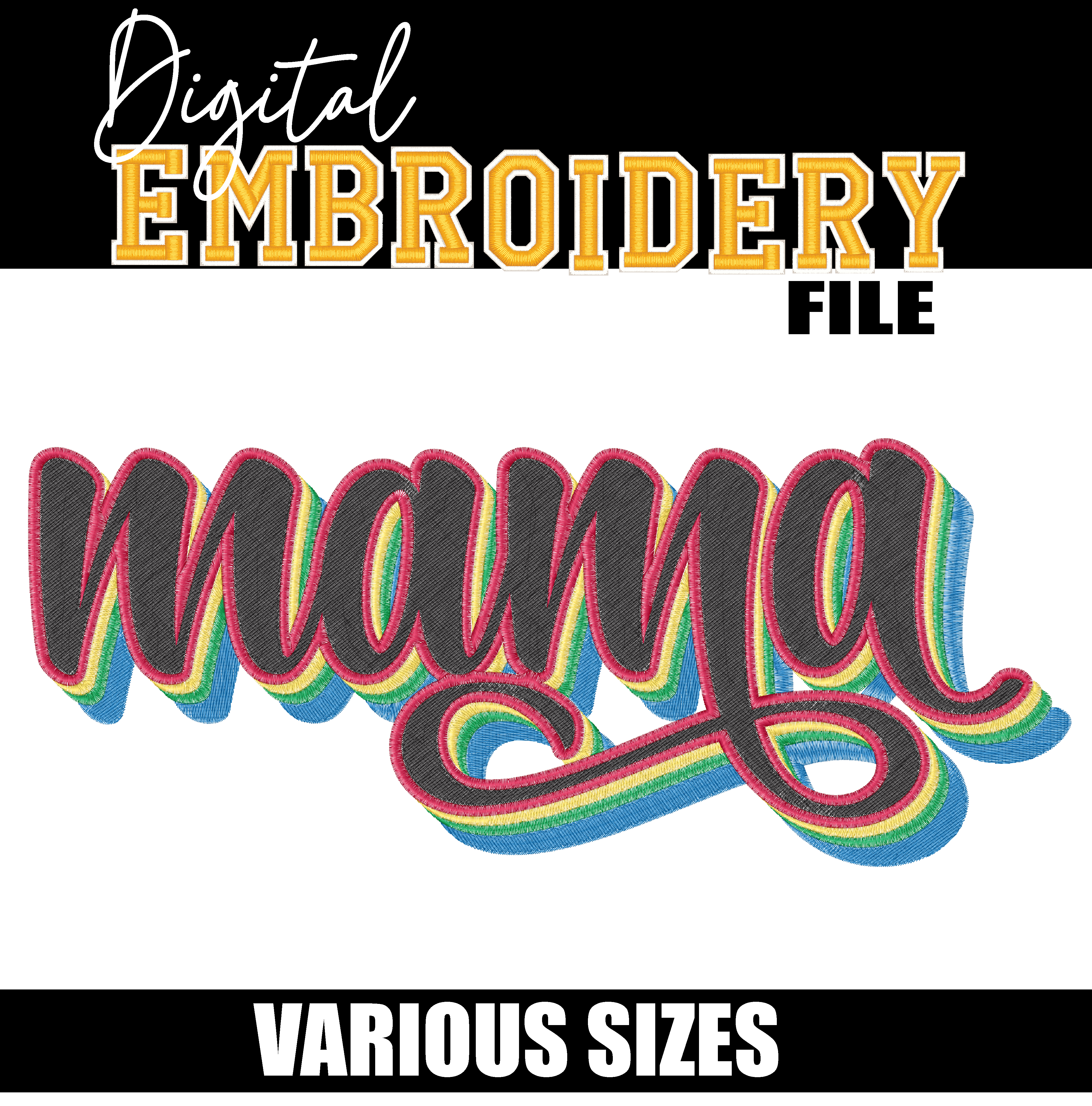 Mama Embroidery Digital File | DST & PES Formats