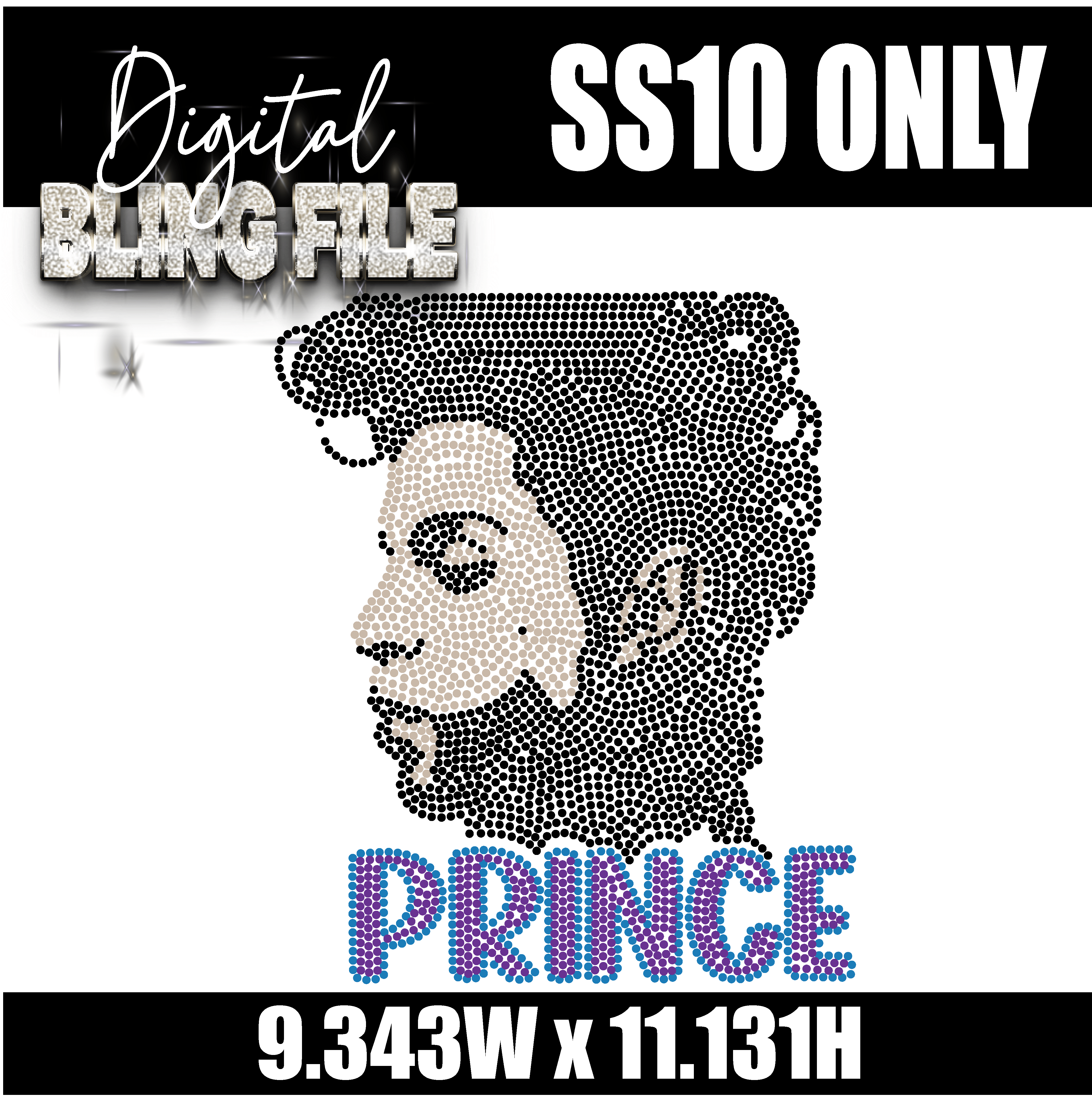PRINCE -  Digital Rhinestone Template | ss10