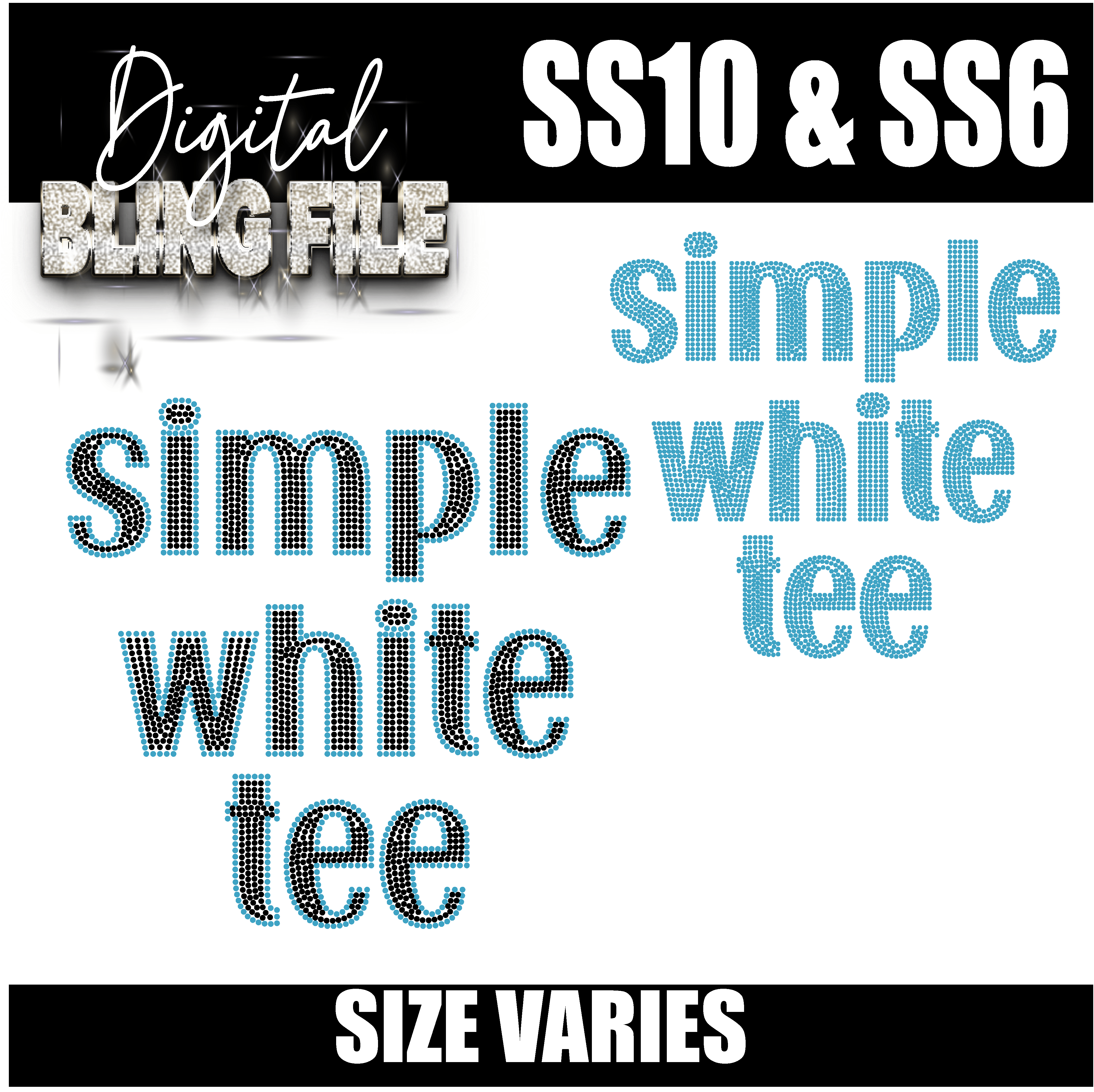 Simple White Tee Digital Rhinestone Template | SS6 & SS10