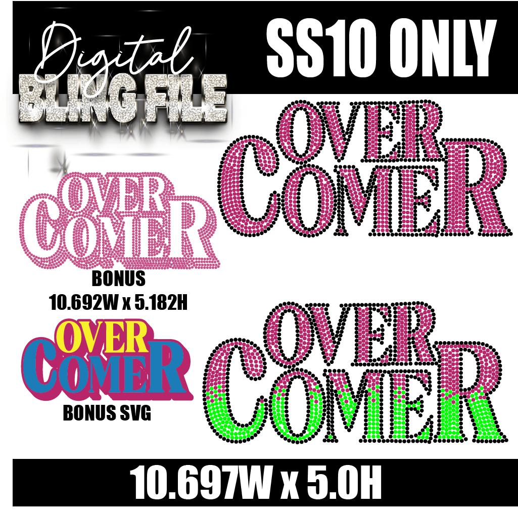 Overcomer Digital Rhinestone Template | SS10 | Bonus SVG