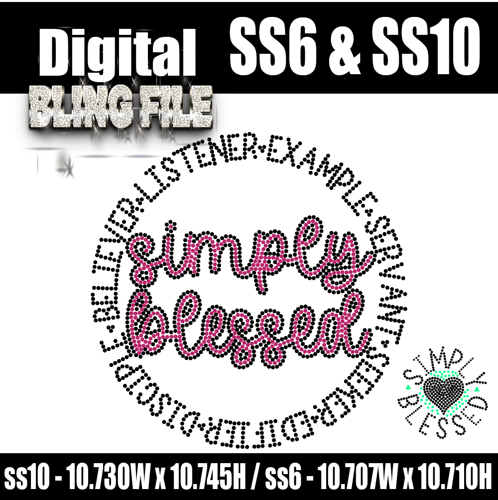 Simply Blessed Digital Rhinestone Template | SS6 & SS10 |