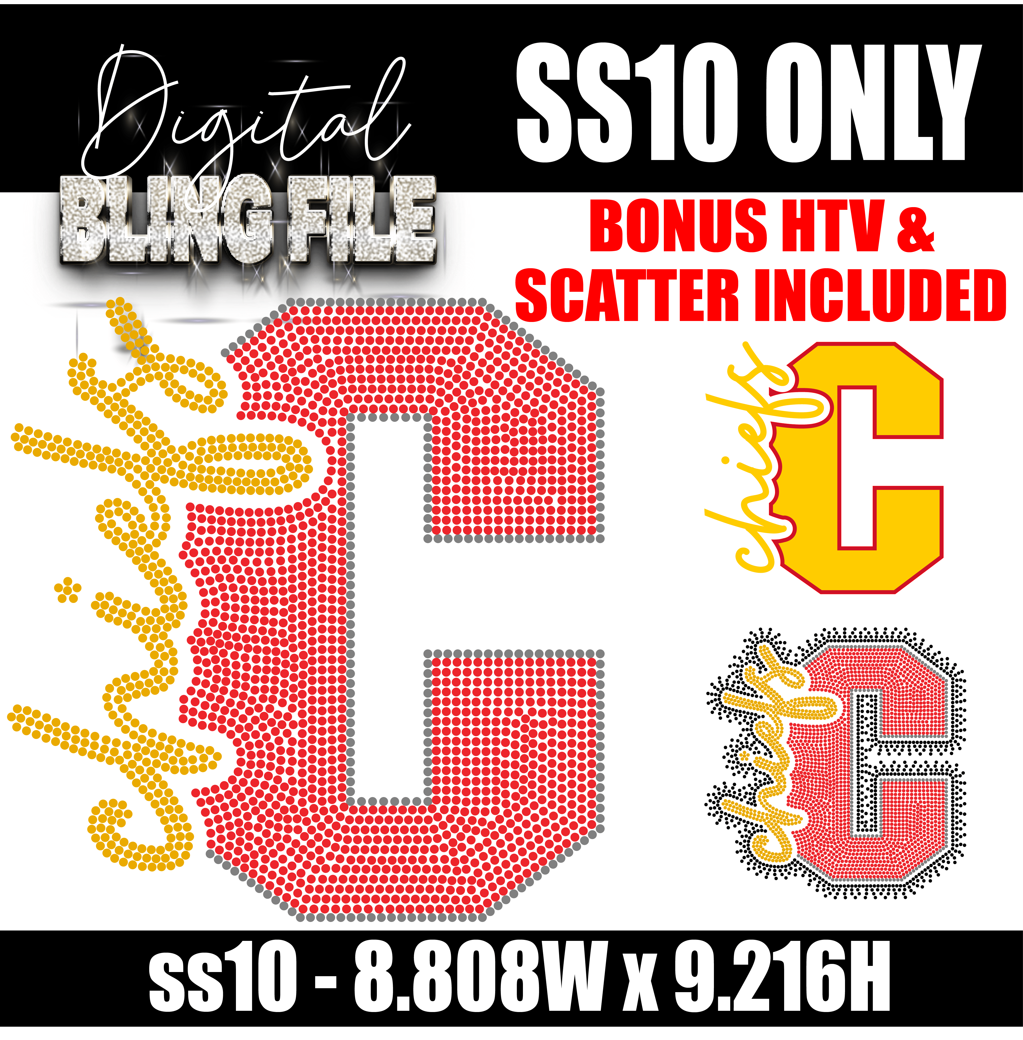 CHIEFS Digital Rhinestone Template | ss10 ONLY