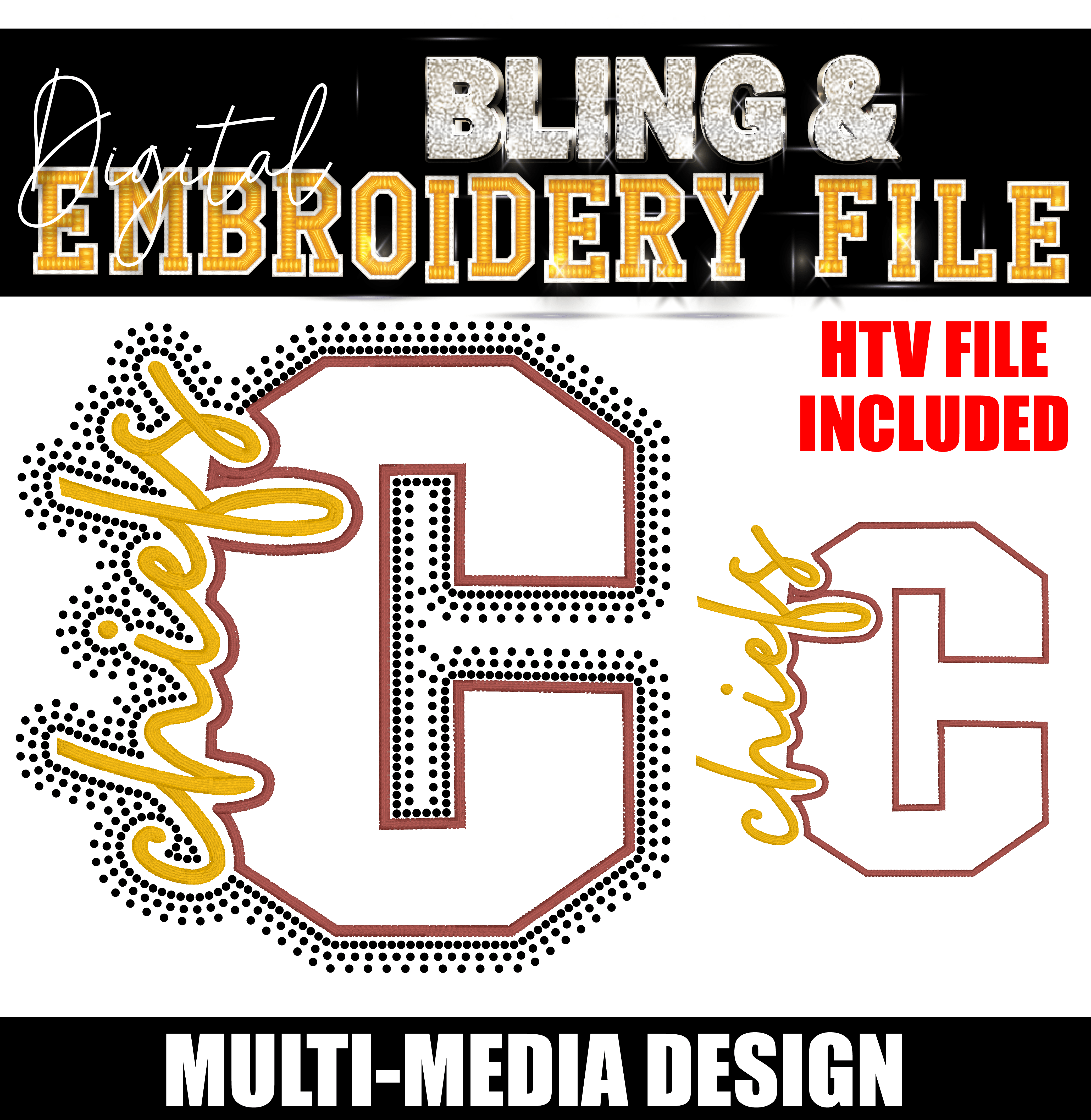 CHIEFS | Digital Embroidery & Bling (SS10) Template | INCLUDES SVG FOR PRINT/CUT