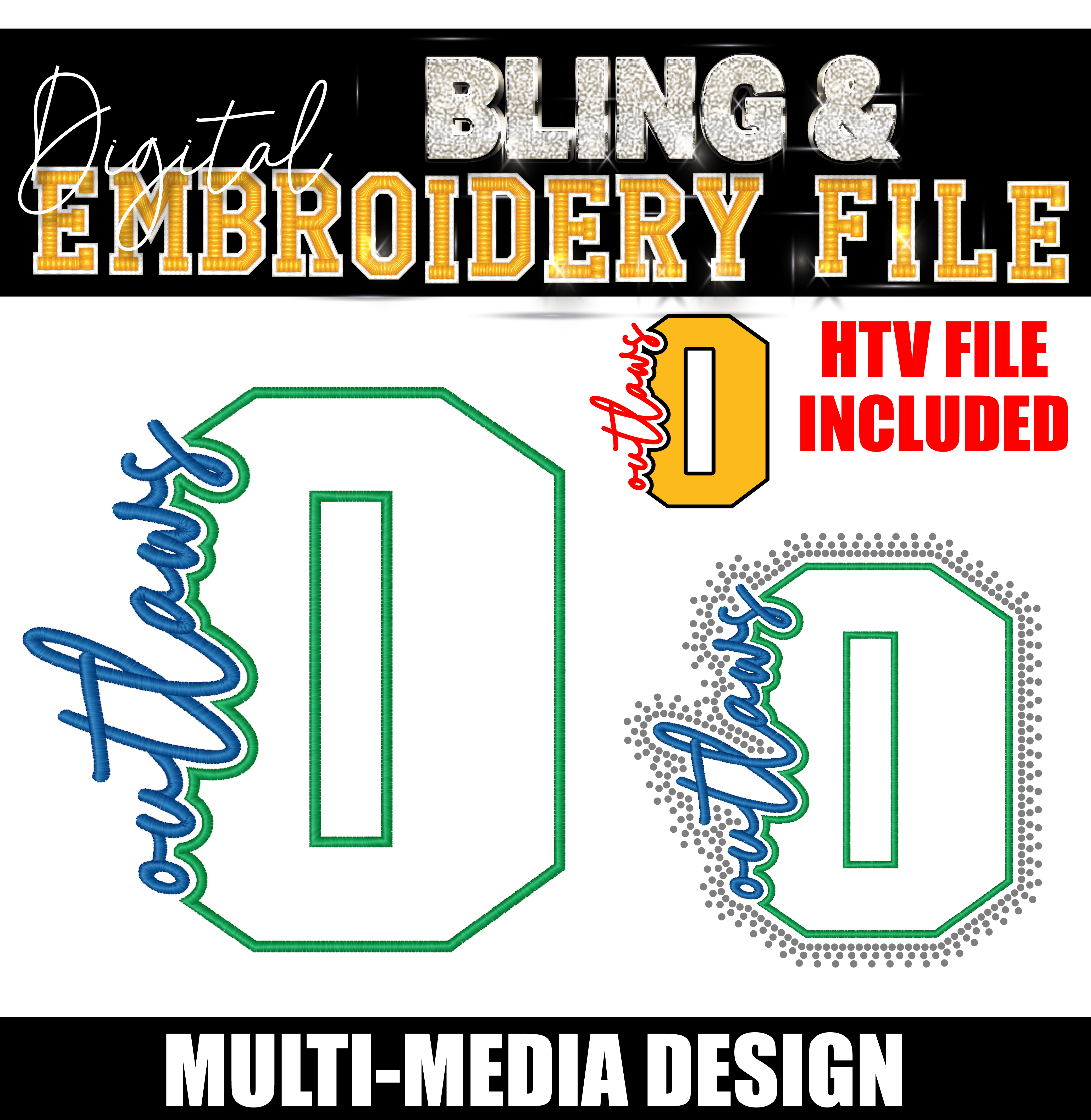 Outlaws | Digital Embroidery & Bling (SS10) Template | INCLUDES SVG FOR PRINT/CUT