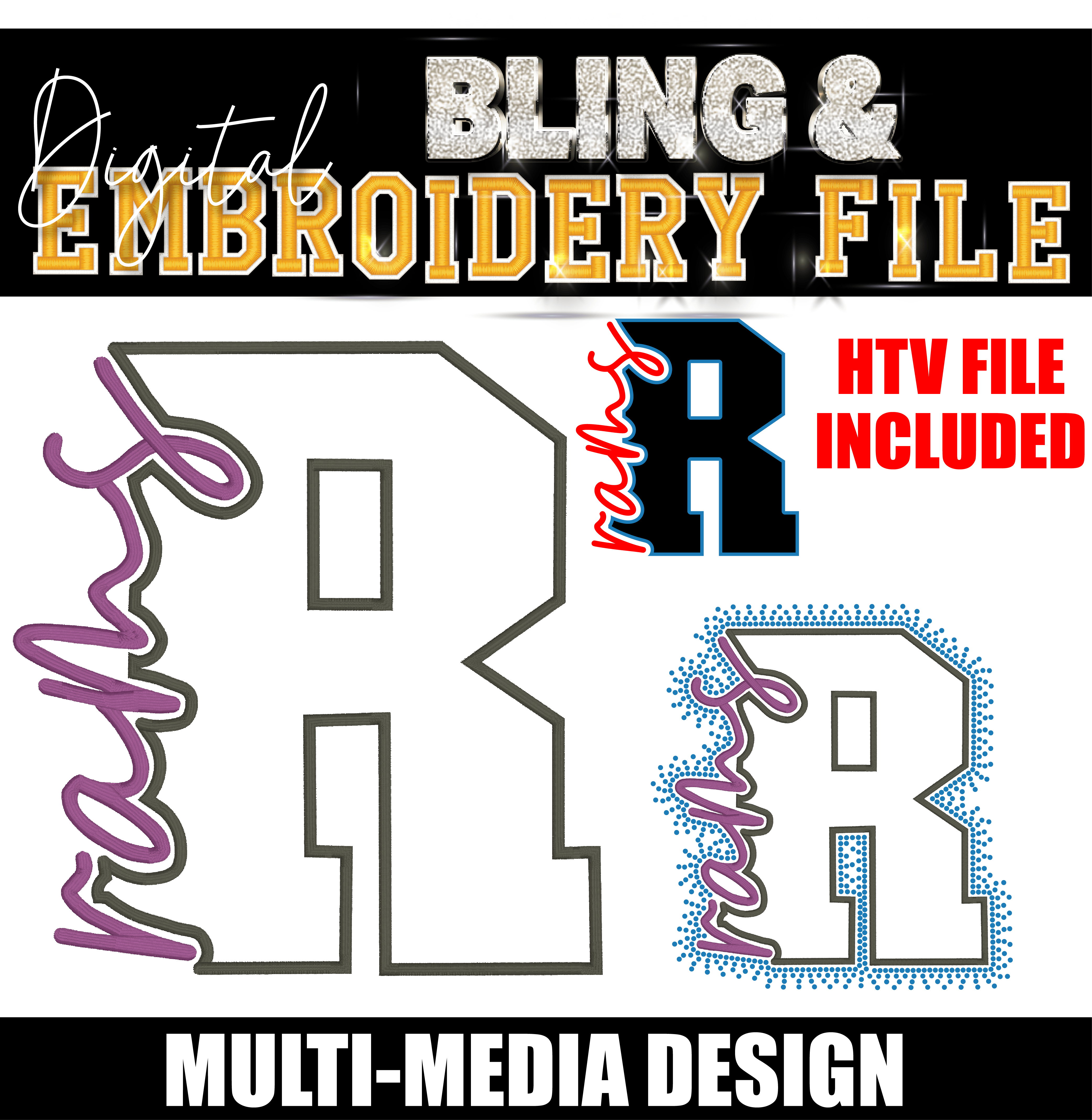 RAMS | Digital Embroidery & Bling (SS10) Template | INCLUDES SVG FOR PRINT/CUT