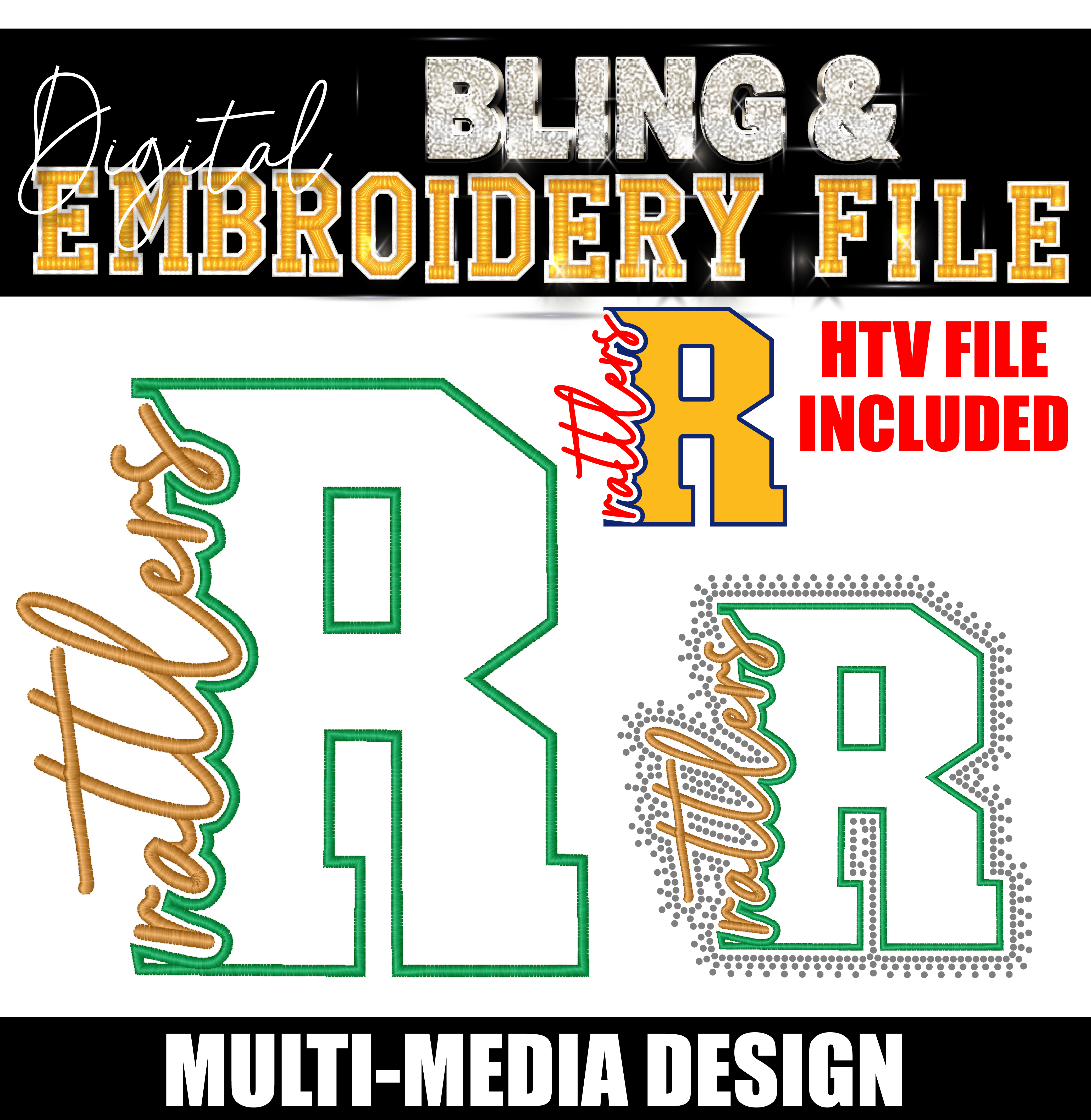 RATTLERS | Digital Embroidery & Bling (SS10) Template | INCLUDES SVG FOR PRINT/CUT