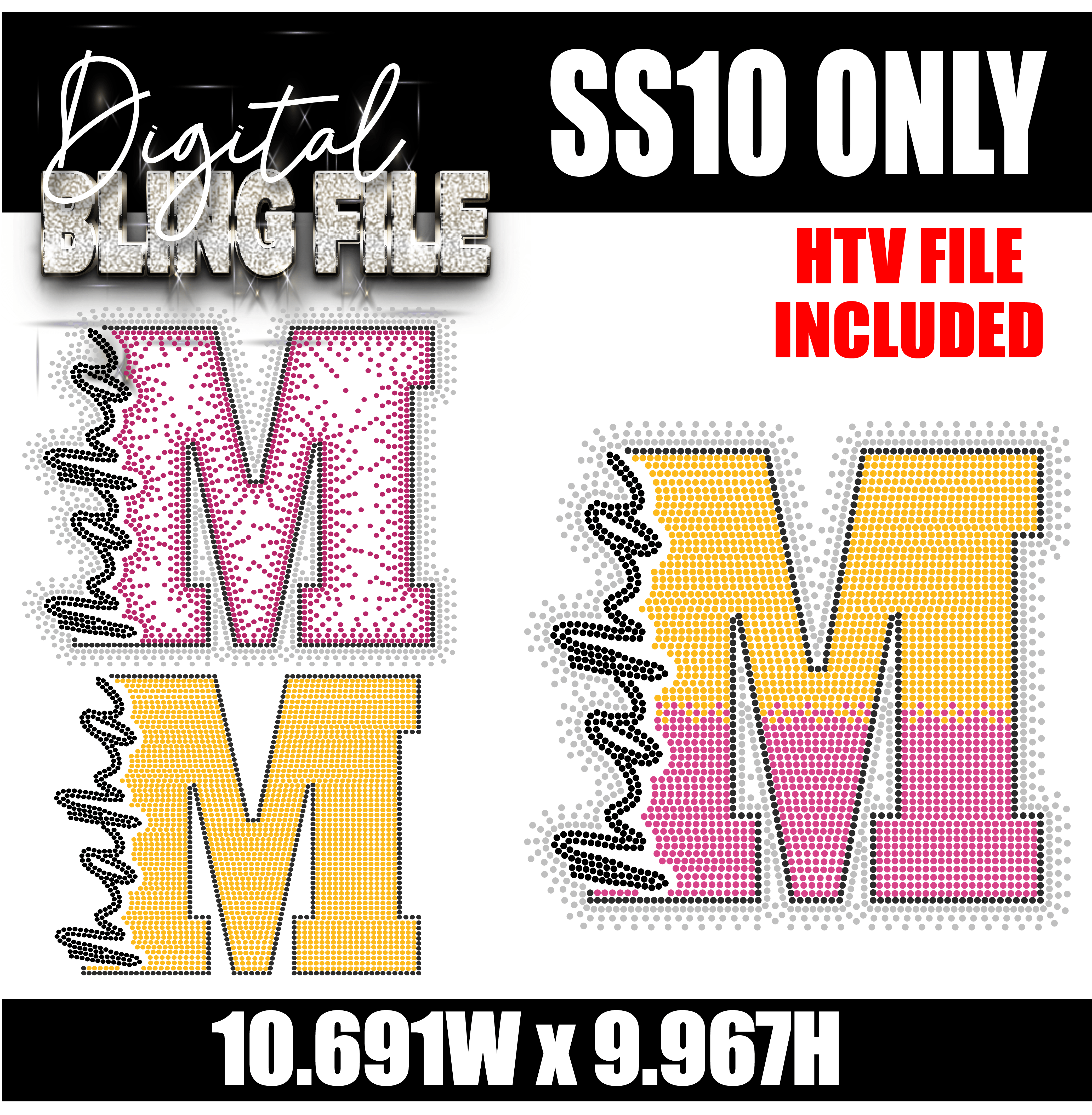 Mama M | Digital Rhinestone Template | ss10 ONLY