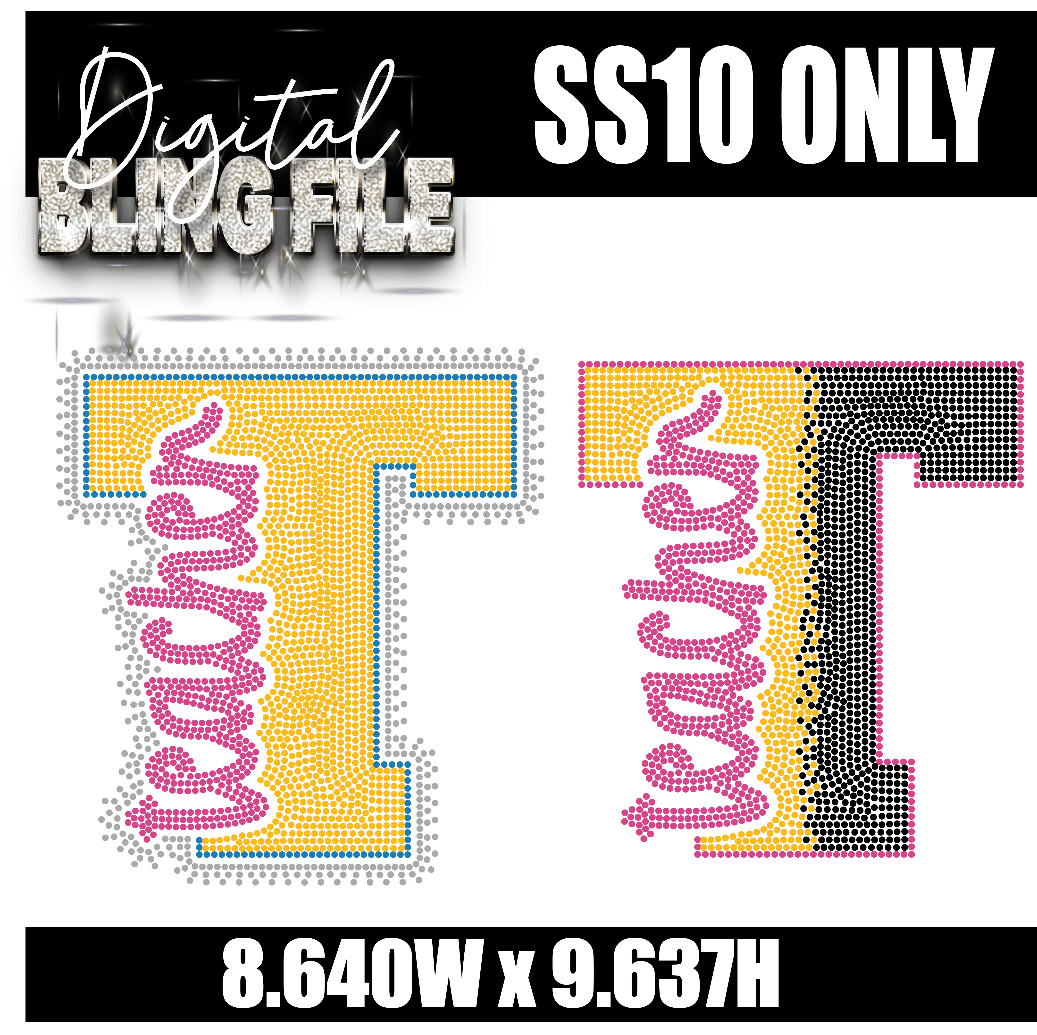 Teacher T Digital Rhinestone Template | ss10 ONLY