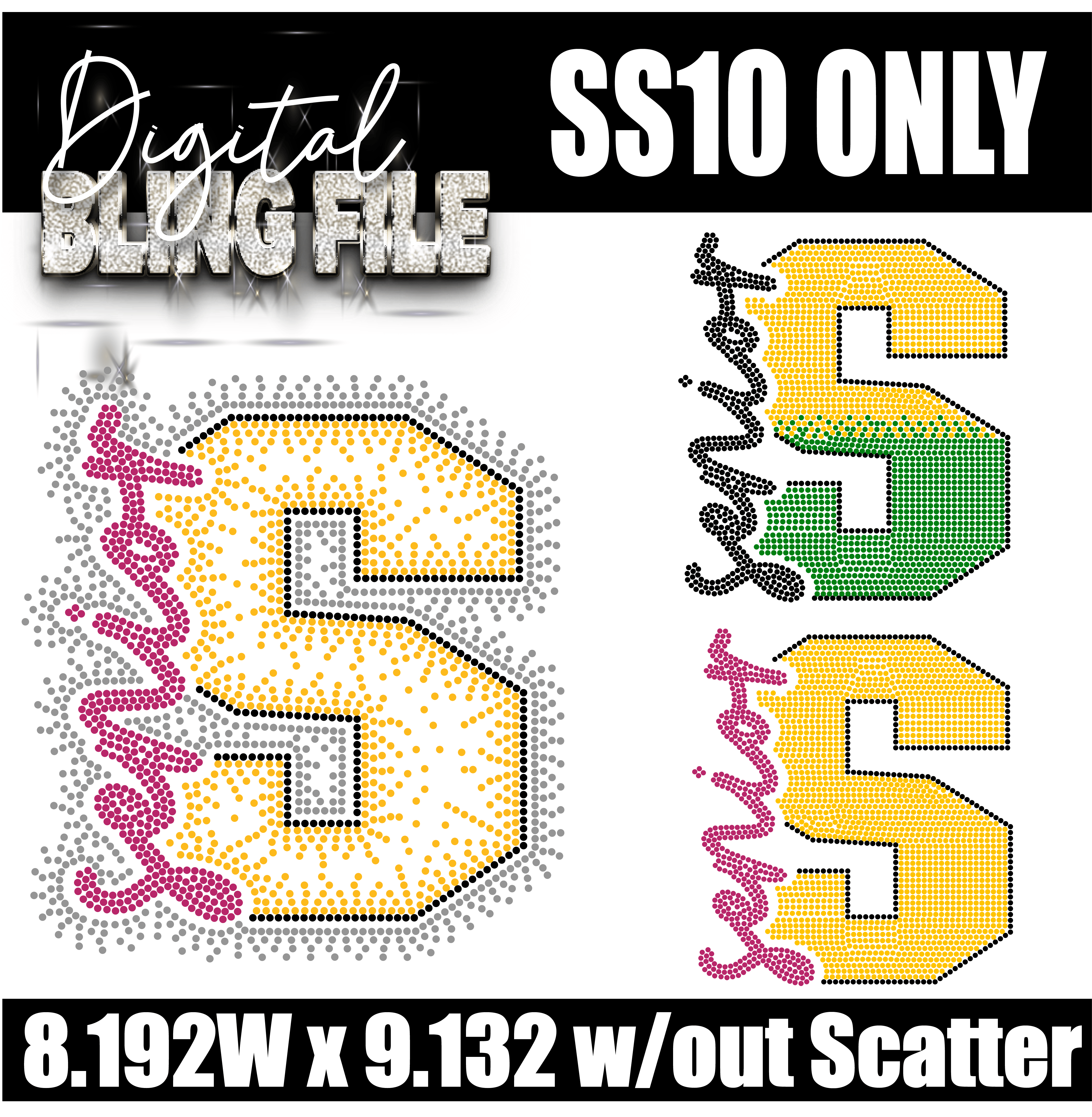 SENIOR S| Digital Rhinestone Template | ss10 ONLY