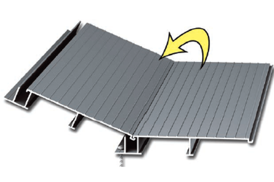 Craft-Bilt Aluminum Waterproof deck boards shown interlocking.