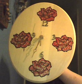 Wood Burn Rose Clock