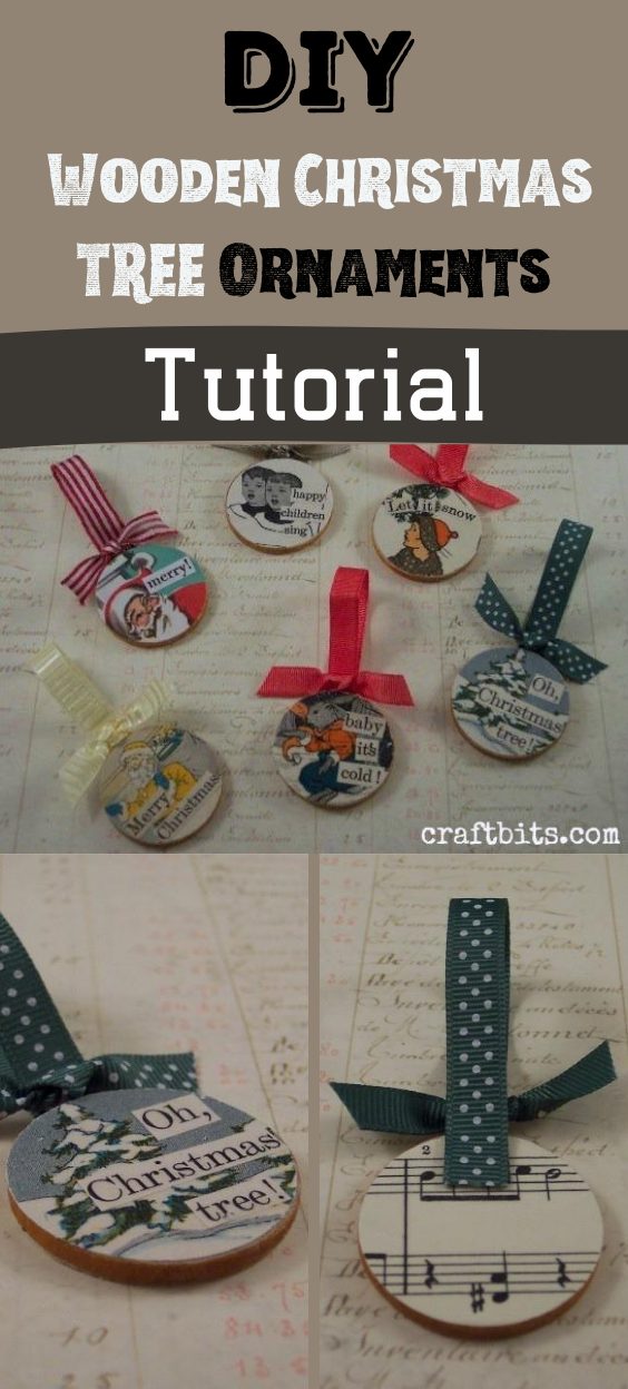 Decoupaged Wooden Christmas Ornaments —