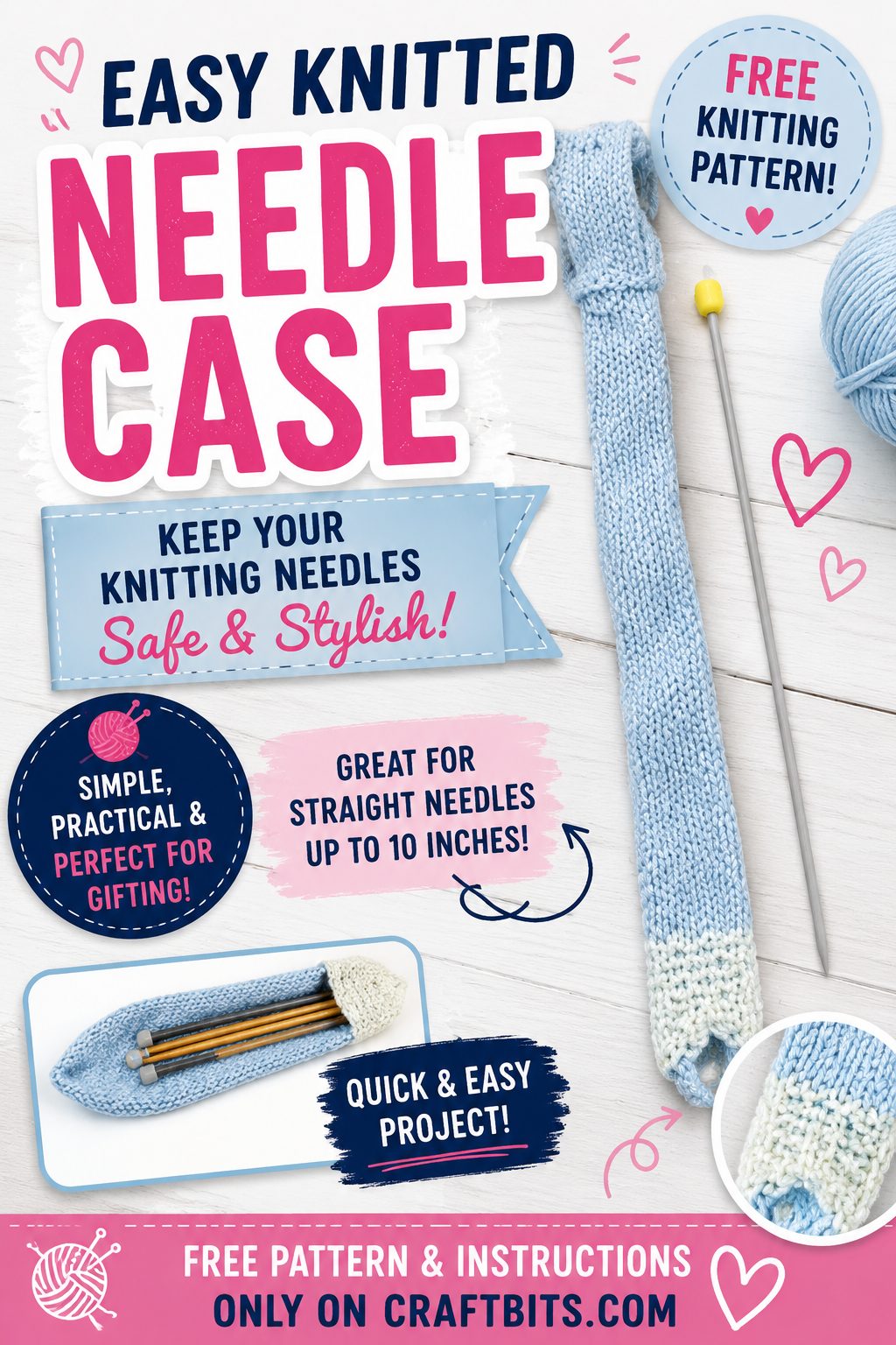 Easy Knitted Needle Case Pattern for Straight Knitting Needles