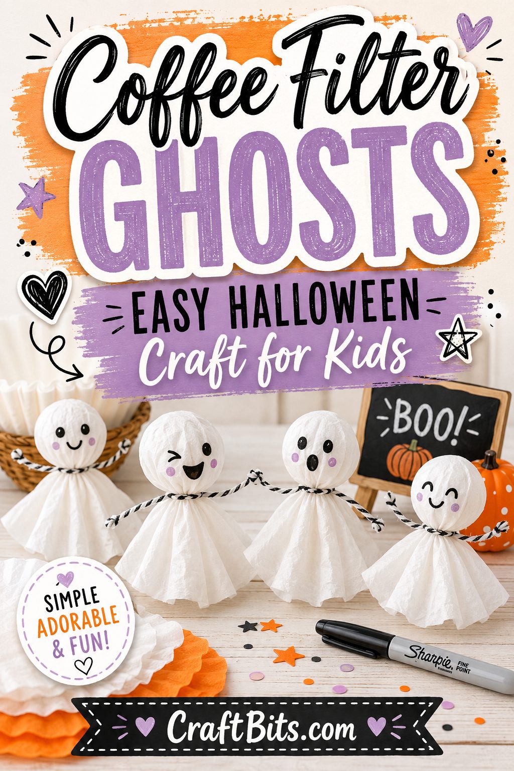 Coffee Filter Ghosts – Easy Halloween Craft for Kids