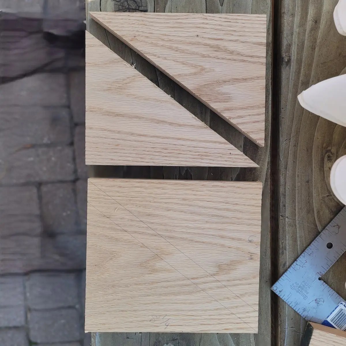 Blank triangles to cut support for wooden kitchen shelf brackets