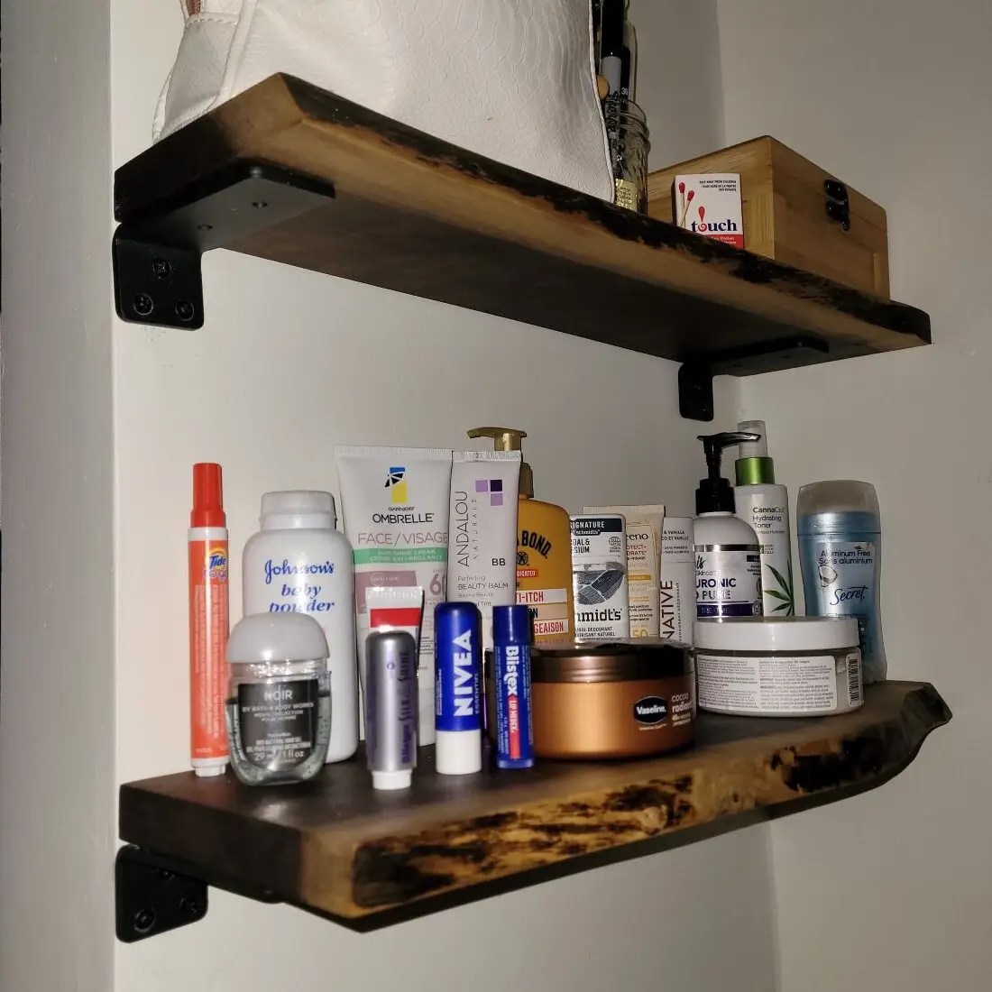 Live edge floating shelves
