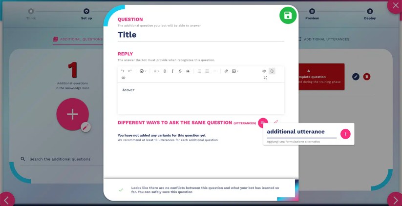 how to add chatbot additional utterances