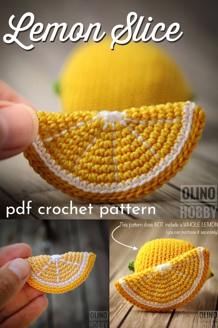 Lemon Slice pdf crochet pattern. What a perfect little tiny wedge of lemon crochet pattern! Such fine detail on this gorgeous amigurumi play food crochet lemon pattern! #crochetpattern #amigurumipattern #playfoodpattern #crochetplayfood #craftevangelist