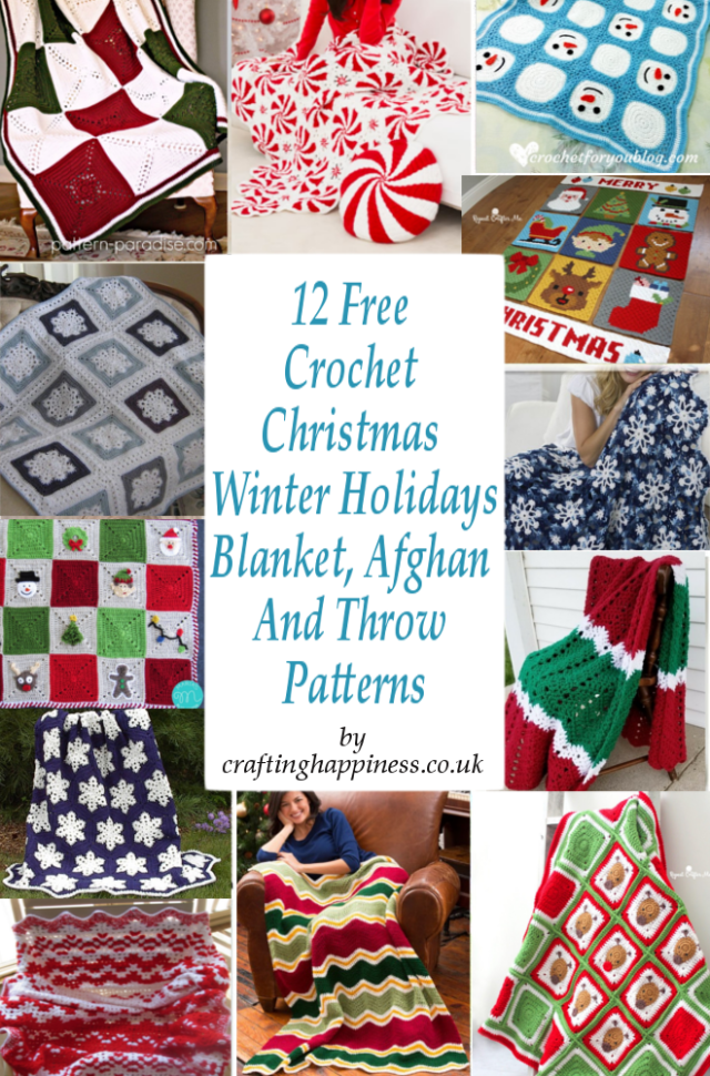 Here is a roundup of free crochet blanket, throw, and afghan patterns to make for Christmas curated by Crafting Happiness.