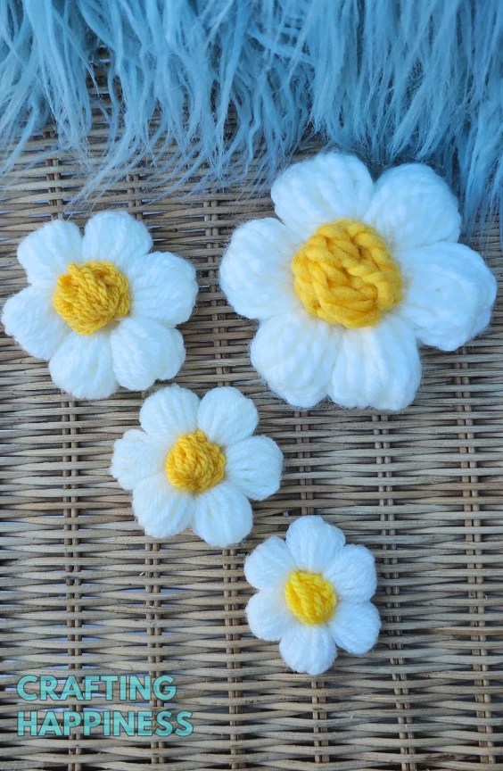 Puff Stitch Daisy - Stitch Tutorial By Crafting Happiness