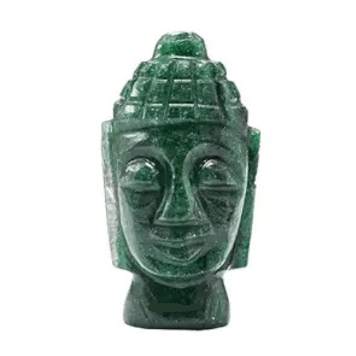 Labradorite Crystal Buddha Head - Healing Stone Statue for Car, Living Room, Good Luck and Feng Shui Reiki Gift