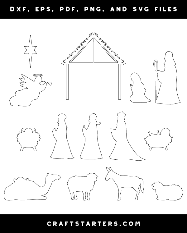 Terbaru Nativity Scene Maker Outline Patterns Dfx Eps Pdf Png And Svg Cut Files SVG PNG EPS DXF File