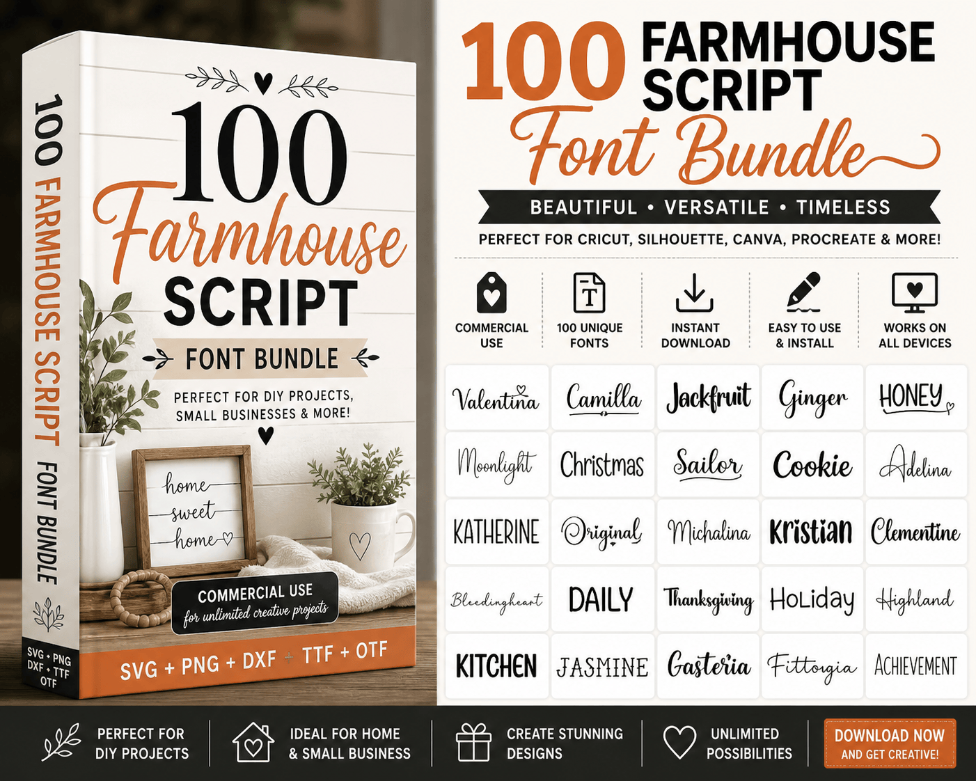 farmhouse script font bundle