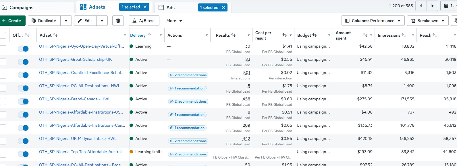 Meta Ad Campaign report