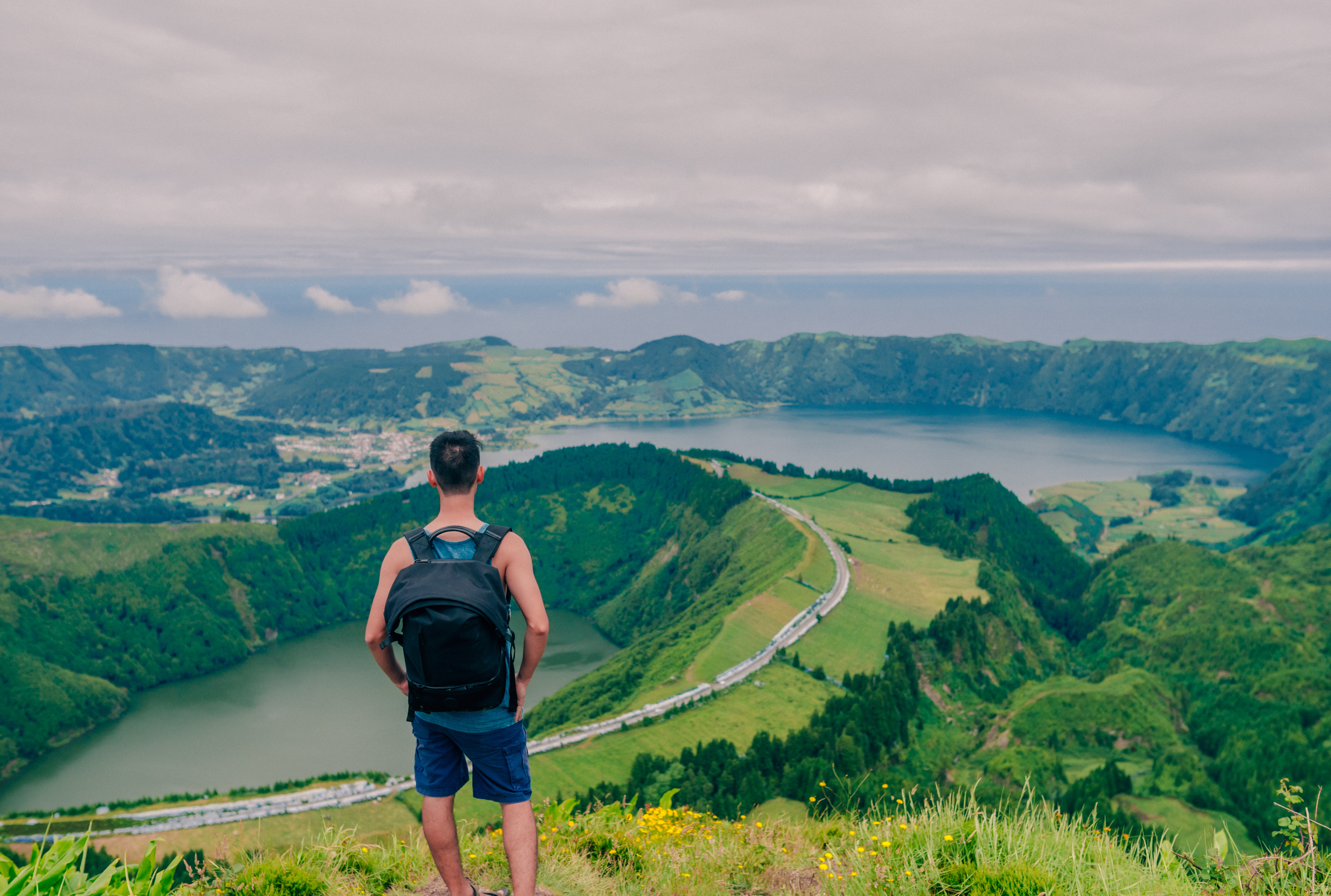 Looking over Sete Cidades in Azores, Portugal