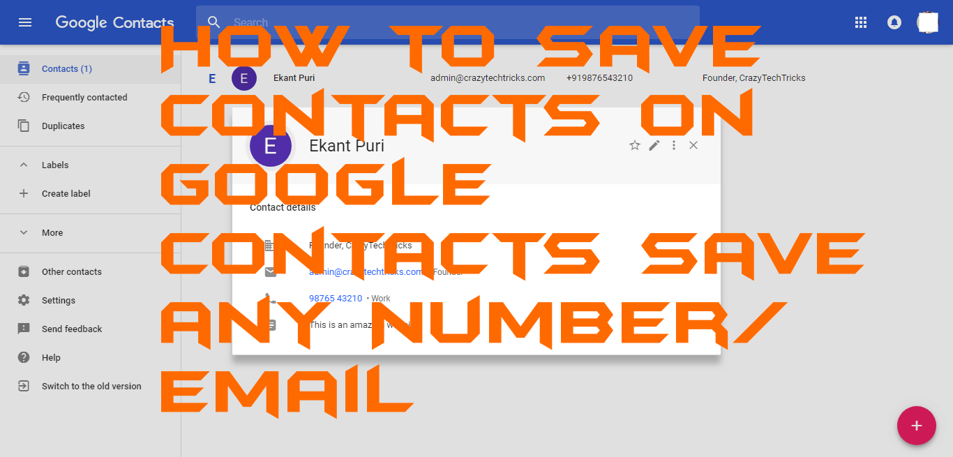 For example, flight confirmations in your gmail inbox will automatically sync with your google calendar and google maps to help you get to the airport on time. How To Save Contacts On Google Account Save Any Number Email Crazy Tech Tricks