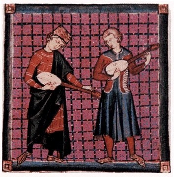 Enluminure représentant Joueurs de guiterne