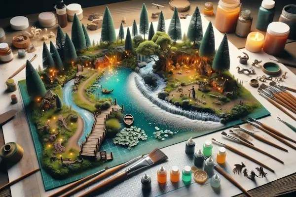 Resina para Águas Mágicas em Miniaturas de Vilarejos Encantados