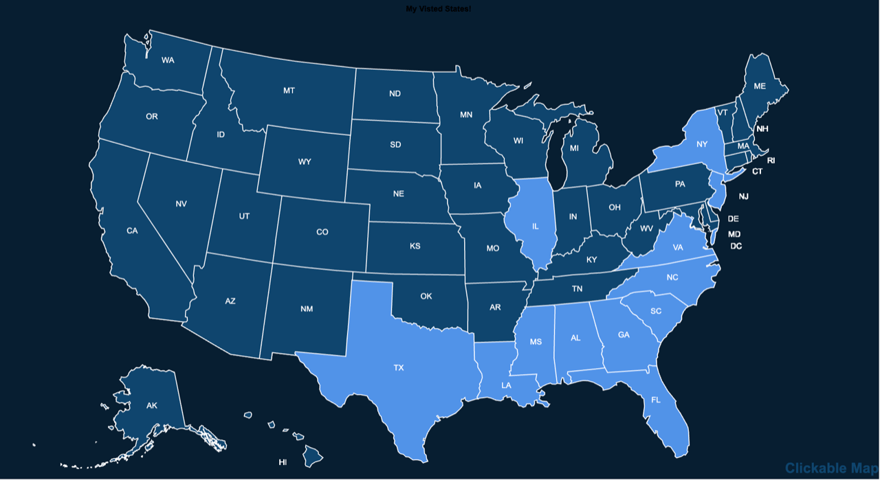 States Visited Map HTML Interactive Visited Map Maker Visited States Map Maker 