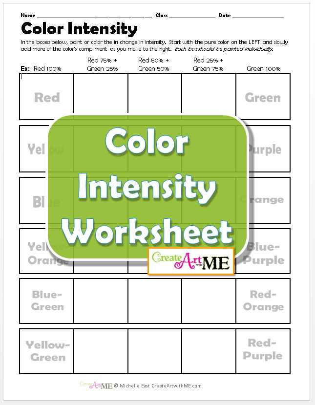 Color Intensity Worksheet for kids