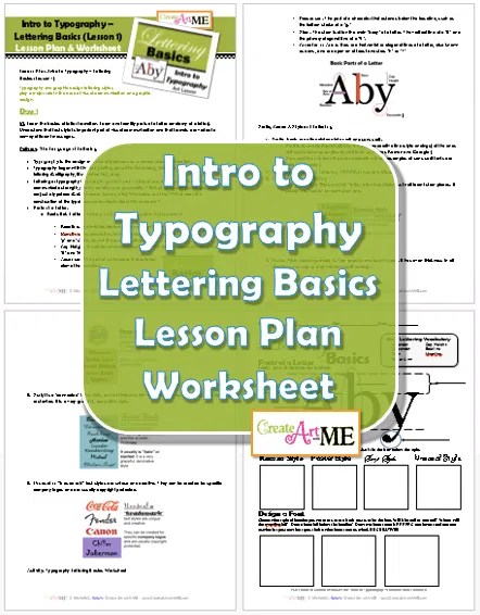 Typography Lettering Basics Lesson Plan and Worksheet - Create Art with ME
