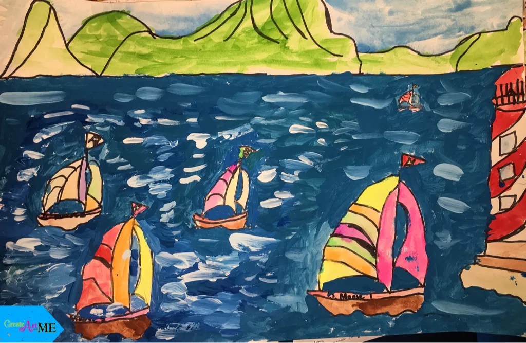 Space and Monet Sailboats Art Lesson