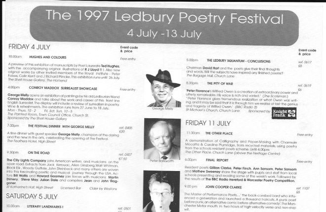Original Ledbury Poetry Festival programme from 1997